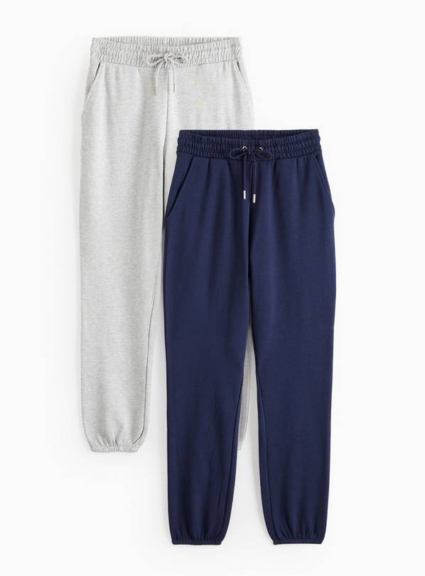 Grey Marl and Navy Joggers 2 Pack L